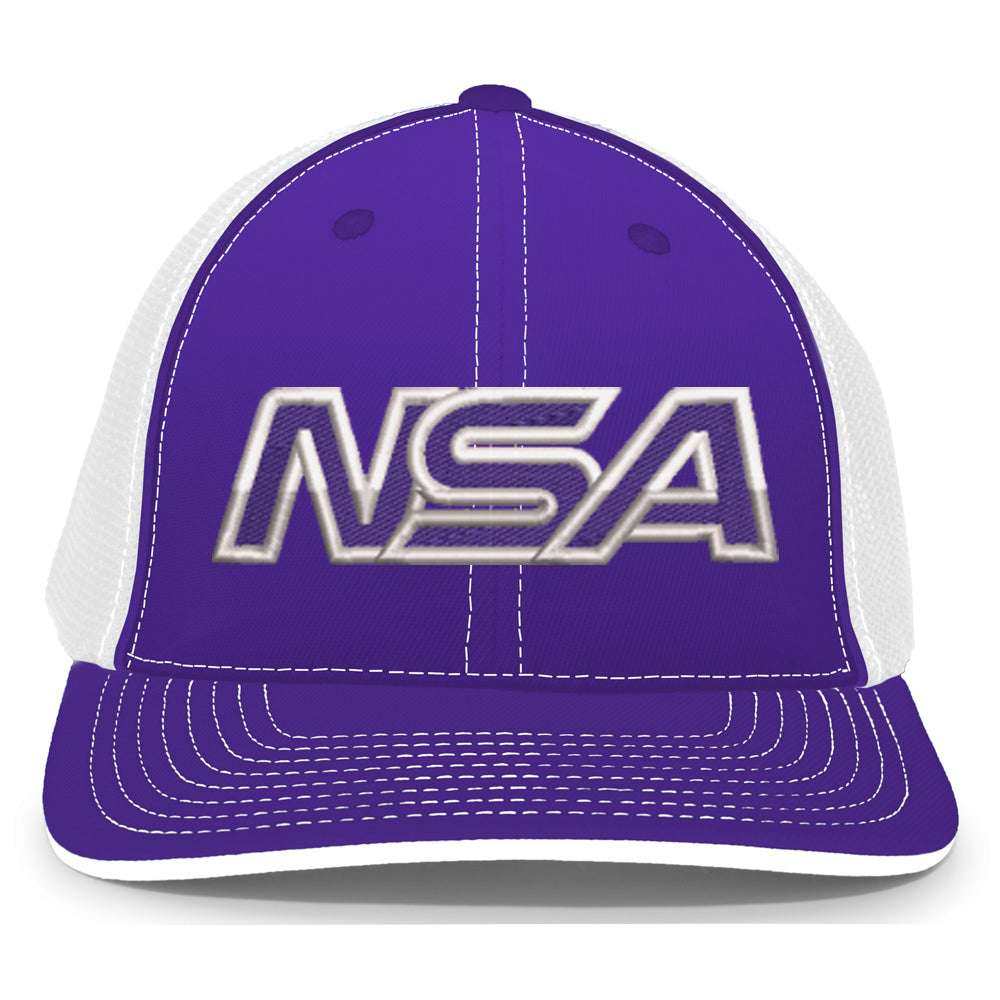 NSA Outline Series Purple Diamond – 404M-PUWH Hat: Fit Gear Flex Sport