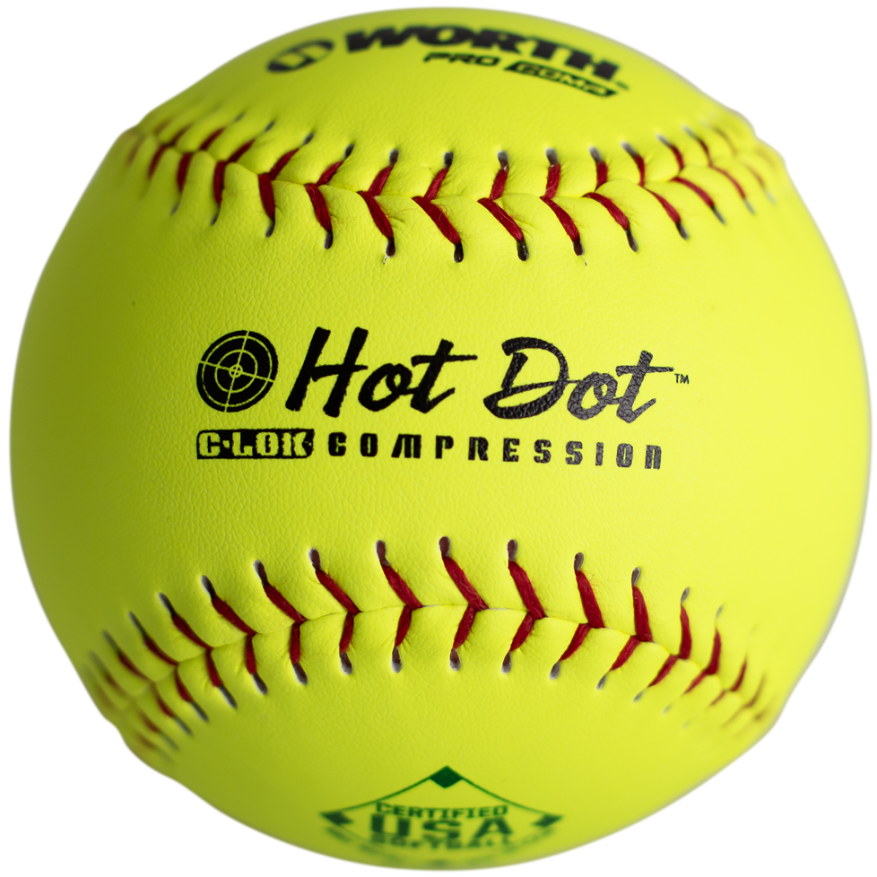 Worth USA Hot Dot 12" 52/300 Composite Slowpitch Softballs: AHD12CY