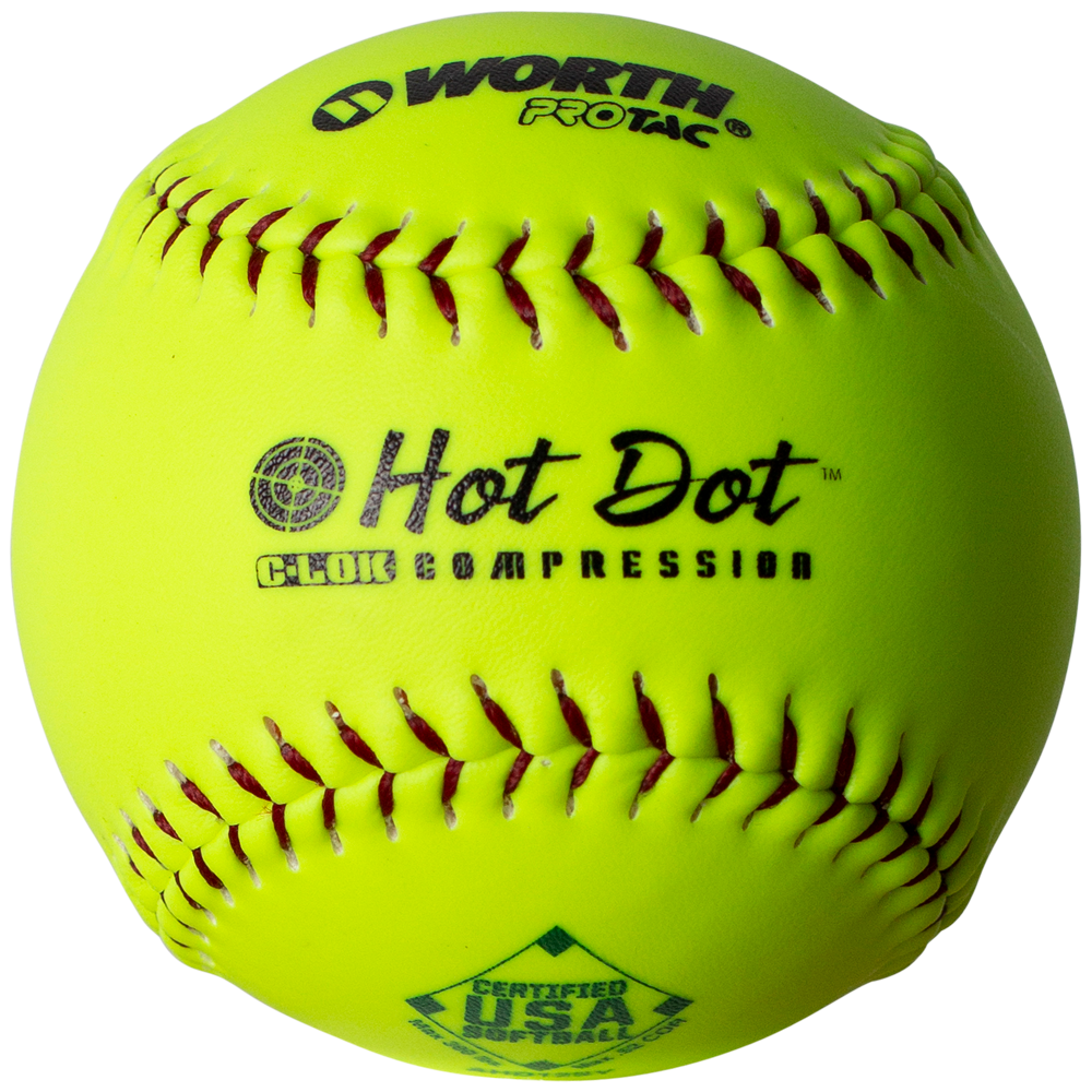 Worth USA Hot Dot 12" 52/300 Synthetic Slowpitch Softballs: AHD12SY