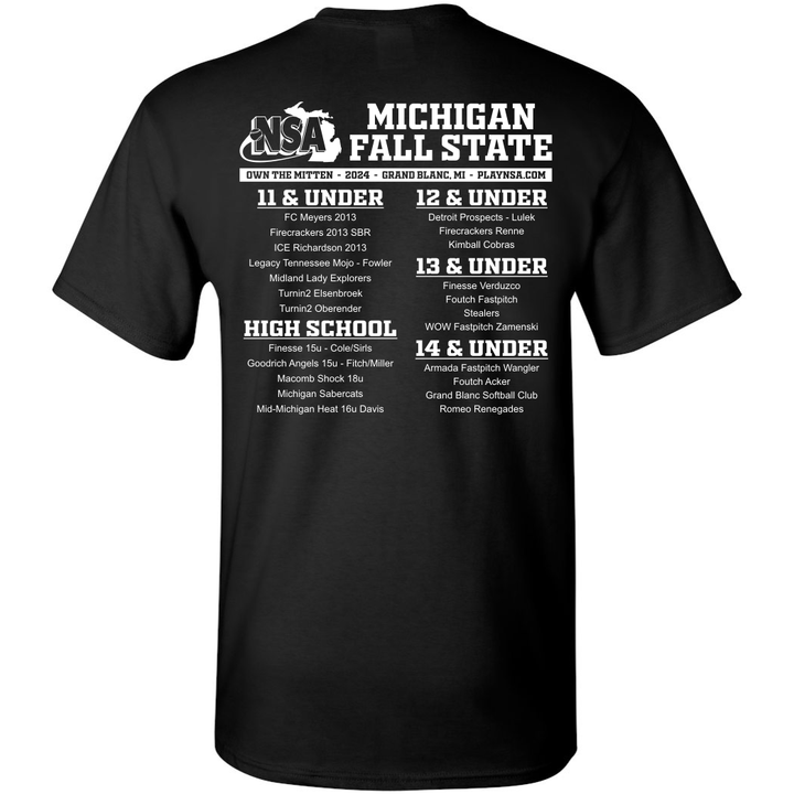 2024 NSA Fall Michigan State Championships Fastpitch Tournament Shirt