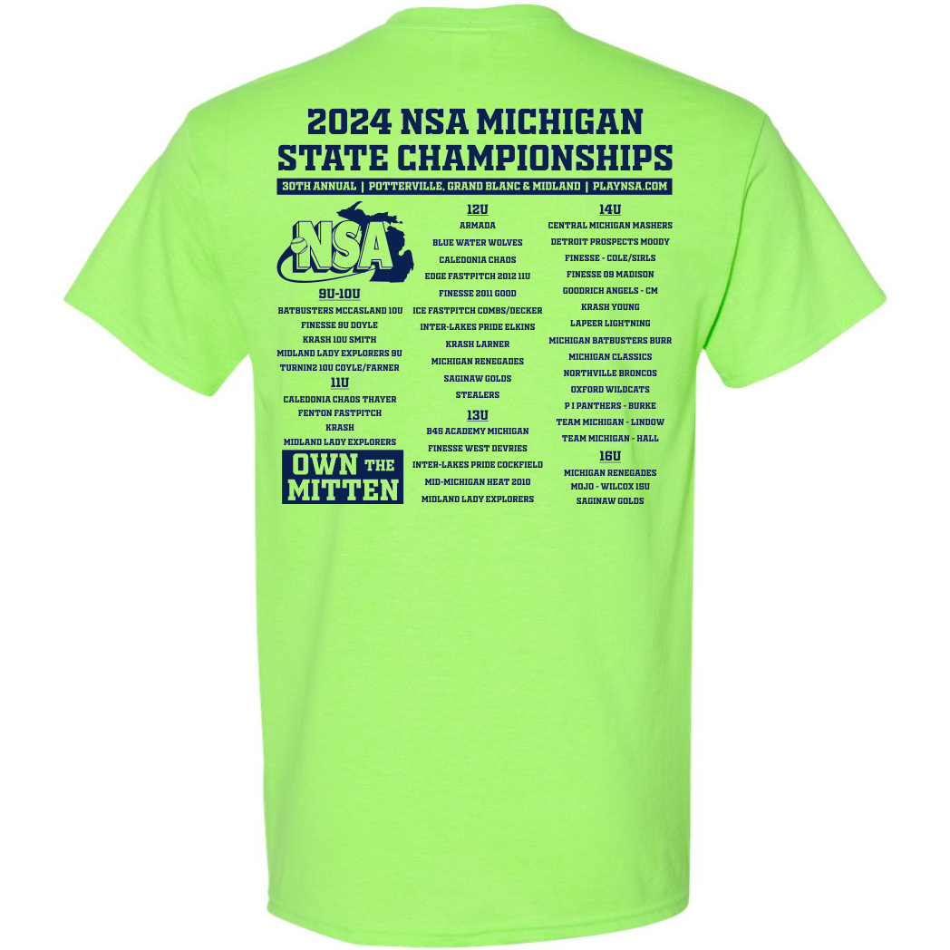 2024 NSA Michigan State Championships Fastpitch Tournament T-Shirt