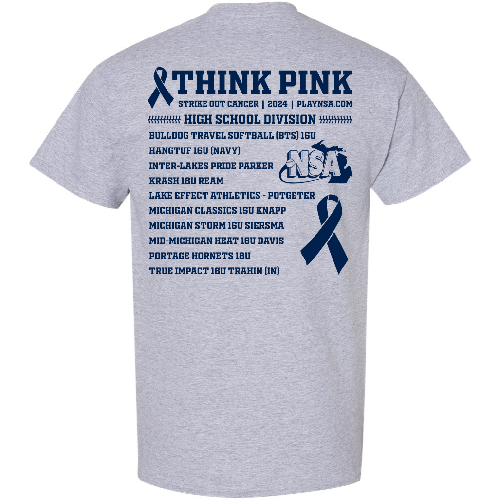 2024 NSA Think Pink Strike Out Cancer Fastpitch Tournament T-Shirt