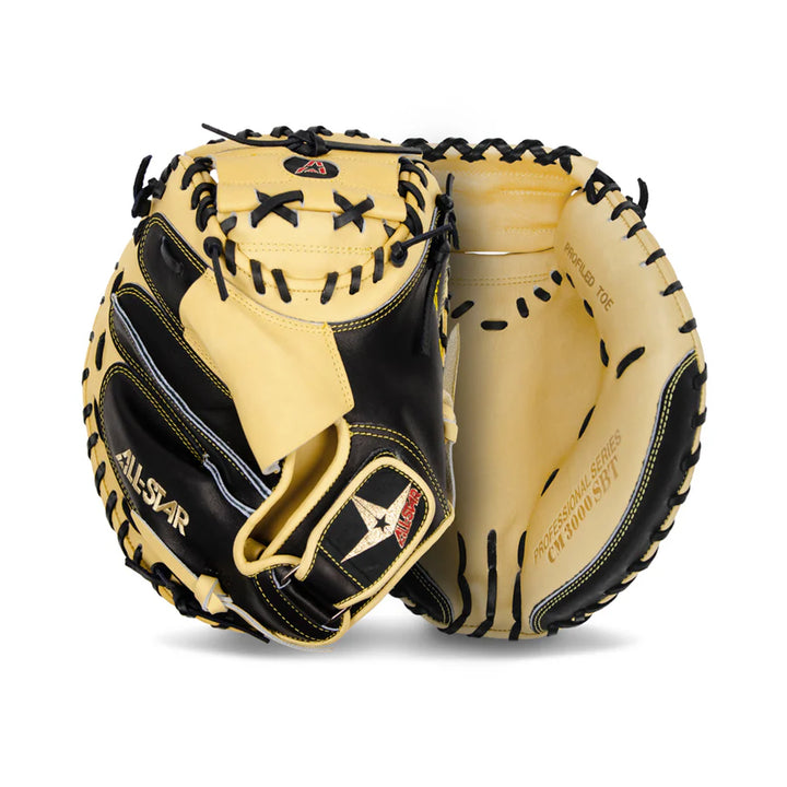 All Star Pro-Elite 33.5" Baseball Catcher's Mitt: CM3000SBT-1-BK-TAN