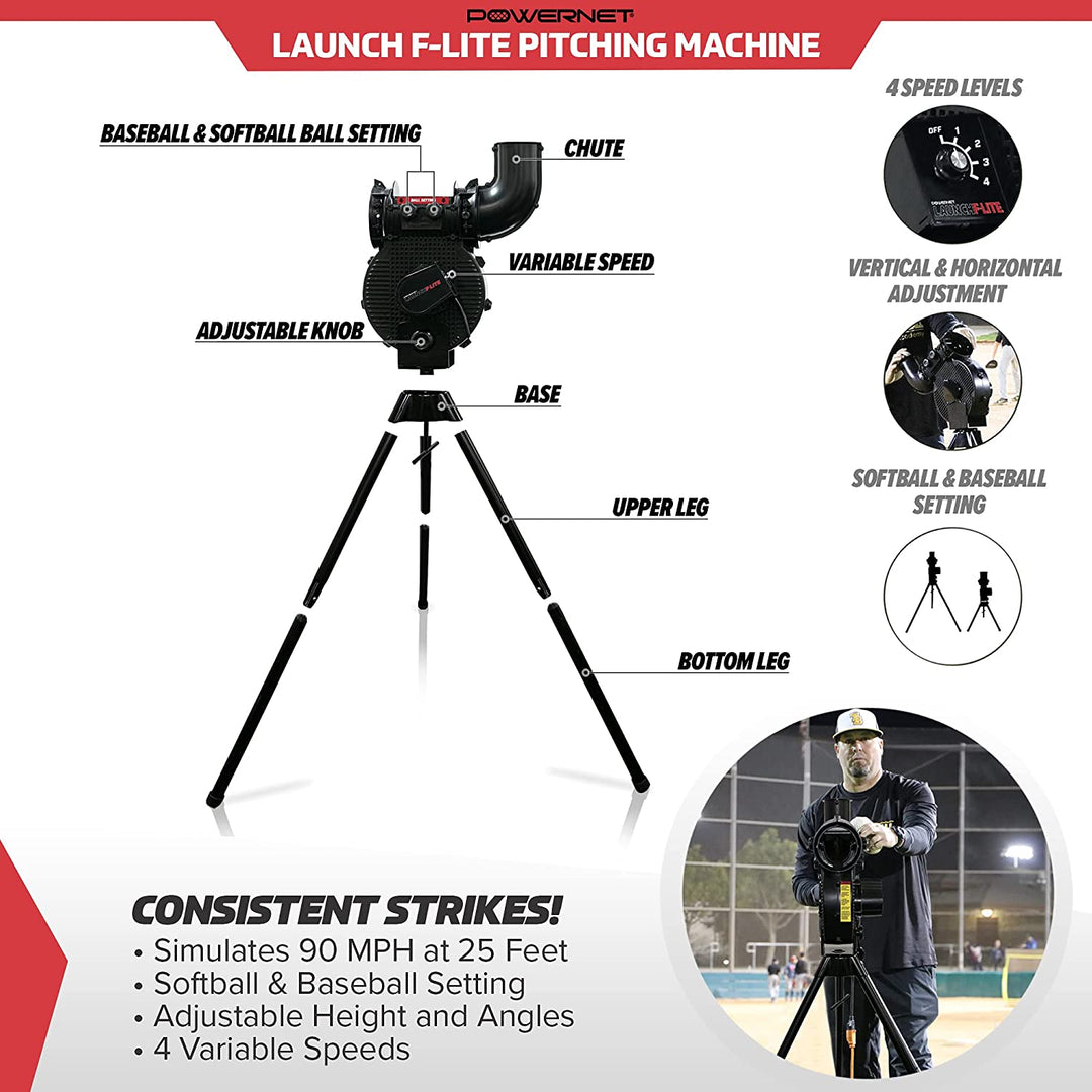 PowerNet Launch F-Lite Portable Pitching Machine: 1194