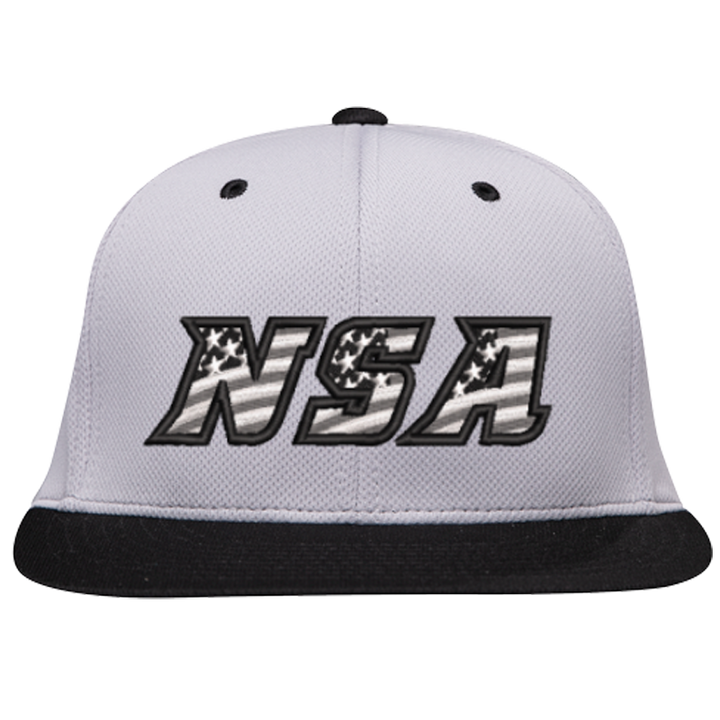 NSA Flag Series Silver Black Flex Fit Hat: ES342-SLBK